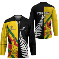 Custom New Zealand and Zimbabwe Hockey Jersey NZ Fern Zim Flag Half Style LT14 - Polynesian Pride
