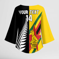 Custom New Zealand and Zimbabwe Kimono Sleeve Blouse NZ Fern Zim Flag Half Style LT14 - Polynesian Pride