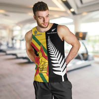 Custom New Zealand and Zimbabwe Men Tank Top NZ Fern Zim Flag Half Style LT14 Black - Polynesian Pride
