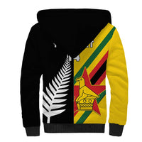 Custom New Zealand and Zimbabwe Sherpa Hoodie NZ Fern Zim Flag Half Style LT14 - Polynesian Pride