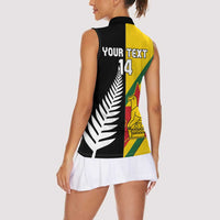 Custom New Zealand and Zimbabwe Women Sleeveless Polo Shirt NZ Fern Zim Flag Half Style LT14 - Polynesian Pride