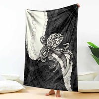 Black Polynesia Tribal Octopus Tattoo Blanket Pikake Lei Polynesian Pattern