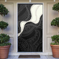 Black Polynesia Tribal Octopus Tattoo Door Cover Pikake Lei Polynesian Pattern