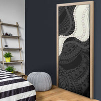 Black Polynesia Tribal Octopus Tattoo Door Cover Pikake Lei Polynesian Pattern