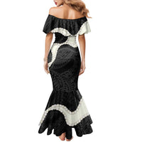 Black Polynesia Tribal Octopus Tattoo Family Matching Mermaid Dress and Hawaiian Shirt Pikake Lei Polynesian Pattern LT14 - Polynesian Pride