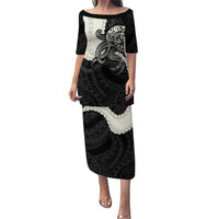 Black Polynesia Tribal Octopus Tattoo Family Matching Puletasi and Hawaiian Shirt Pikake Lei Polynesian Pattern