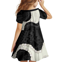 Black Polynesia Tribal Octopus Tattoo Family Matching Short Sleeve Bodycon Dress and Hawaiian Shirt Pikake Lei Polynesian Pattern LT14 - Polynesian Pride