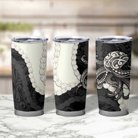 Black Polynesia Tribal Octopus Tattoo Tumbler Cup Pikake Lei Polynesian Pattern