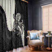 Black Polynesia Tribal Octopus Tattoo Window Curtain Pikake Lei Polynesian Pattern