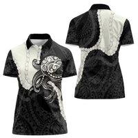 Black Polynesia Tribal Octopus Tattoo Women Polo Shirt Pikake Lei Polynesian Pattern