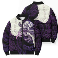Purple Galaxy Polynesia Tribal Octopus Tattoo Bomber Puffer Jacket Pikake Lei Polynesian Pattern