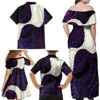Purple Galaxy Polynesia Tribal Octopus Tattoo Family Matching Off Shoulder Maxi Dress and Hawaiian Shirt Pikake Lei Polynesian Pattern LT14 - Polynesian Pride