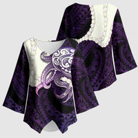 Purple Galaxy Polynesia Tribal Octopus Tattoo Kimono Sleeve Blouse Pikake Lei Polynesian Pattern