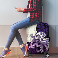 Purple Galaxy Polynesia Tribal Octopus Tattoo Luggage Cover Pikake Lei Polynesian Pattern
