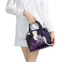 Purple Galaxy Polynesia Tribal Octopus Tattoo Shoulder Handbag Pikake Lei Polynesian Pattern