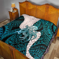 Teal Galaxy Polynesia Tribal Octopus Tattoo Quilt Pikake Lei Polynesian Pattern