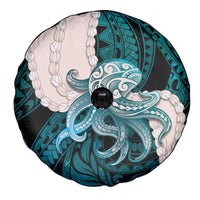 Teal Galaxy Polynesia Tribal Octopus Tattoo Spare Tire Cover Pikake Lei Polynesian Pattern