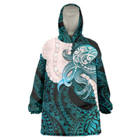Teal Galaxy Polynesia Tribal Octopus Tattoo Wearable Blanket Hoodie Pikake Lei Polynesian Pattern