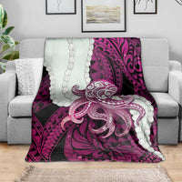 Pink Galaxy Polynesia Tribal Octopus Tattoo Blanket Pikake Lei Polynesian Pattern