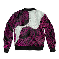 Pink Galaxy Polynesia Tribal Octopus Tattoo Bomber Jacket Pikake Lei Polynesian Pattern