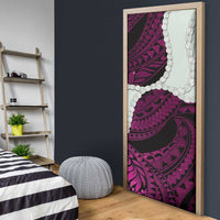 Pink Galaxy Polynesia Tribal Octopus Tattoo Door Cover Pikake Lei Polynesian Pattern