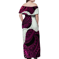 Pink Galaxy Polynesia Tribal Octopus Tattoo Family Matching Off Shoulder Maxi Dress and Hawaiian Shirt Pikake Lei Polynesian Pattern LT14 - Polynesian Pride