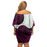 Pink Galaxy Polynesia Tribal Octopus Tattoo Family Matching Off Shoulder Short Dress and Hawaiian Shirt Pikake Lei Polynesian Pattern LT14 - Polynesian Pride