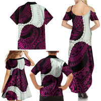 Pink Galaxy Polynesia Tribal Octopus Tattoo Family Matching Summer Maxi Dress and Hawaiian Shirt Pikake Lei Polynesian Pattern LT14 - Polynesian Pride