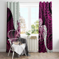 Pink Galaxy Polynesia Tribal Octopus Tattoo Window Curtain Pikake Lei Polynesian Pattern