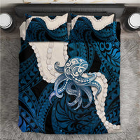 Blue Galaxy Polynesia Tribal Octopus Tattoo Bedding Set Pikake Lei Polynesian Pattern
