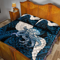 Blue Galaxy Polynesia Tribal Octopus Tattoo Quilt Bed Set Pikake Lei Polynesian Pattern
