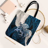 Blue Galaxy Polynesia Tribal Octopus Tattoo Tote Bag Pikake Lei Polynesian Pattern