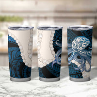 Blue Galaxy Polynesia Tribal Octopus Tattoo Tumbler Cup Pikake Lei Polynesian Pattern