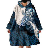 Blue Galaxy Polynesia Tribal Octopus Tattoo Wearable Blanket Hoodie Pikake Lei Polynesian Pattern
