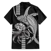 Kanaloa Aloha Hawaii Family Matching Short Sleeve Bodycon Dress and Hawaiian Shirt Humpback Whale Octopus Tattoo Kakau Pattern LT14 - Polynesian Pride