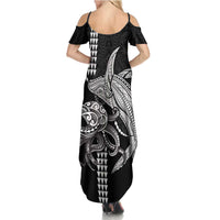 Kanaloa Aloha Hawaii Family Matching Summer Maxi Dress and Hawaiian Shirt Humpback Whale Octopus Tattoo Kakau Pattern LT14 - Polynesian Pride