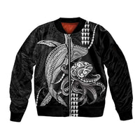 Kanaloa Aloha Hawaii Sleeve Zip Bomber Jacket Humpback Whale Octopus Tattoo Kakau Pattern