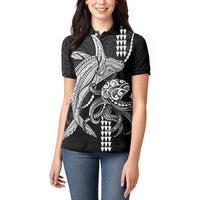 Kanaloa Aloha Hawaii Women Polo Shirt Humpback Whale Octopus Tattoo Kakau Pattern