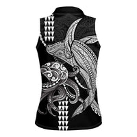 Kanaloa Aloha Hawaii Women Sleeveless Polo Shirt Humpback Whale Octopus Tattoo Kakau Pattern LT14 - Polynesian Pride
