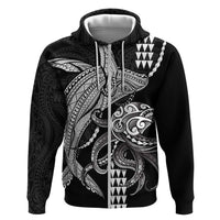 Kanaloa Aloha Hawaii Zip Hoodie Humpback Whale Octopus Tattoo Kakau Pattern