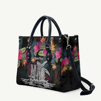 Personalised Hawaii Leather Bag Humpback Whale Tattoo With Tropical Flowers Black