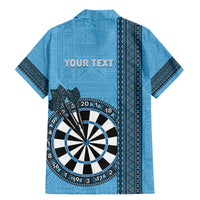 Personalised Fiji Darts Family Matching Mermaid Dress and Hawaiian Shirt Fijian Tapa Pattern - Blue LT14 - Polynesian Pride