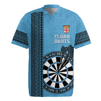Personalised Fiji Darts Rugby Jersey Fijian Tapa Pattern - Blue