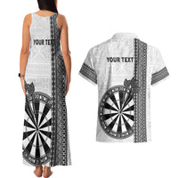 Personalised Fiji Darts Couples Matching Tank Maxi Dress and Hawaiian Shirt Fijian Tapa Pattern - White LT14 - Polynesian Pride