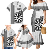 Personalised Fiji Darts Family Matching Mermaid Dress and Hawaiian Shirt Fijian Tapa Pattern - White LT14 - Polynesian Pride