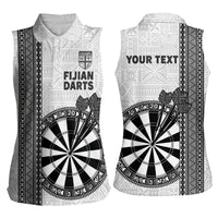 Personalised Fiji Darts Women Sleeveless Polo Shirt Fijian Tapa Pattern - White LT14 - Polynesian Pride