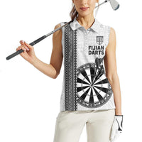 Personalised Fiji Darts Women Sleeveless Polo Shirt Fijian Tapa Pattern - White LT14 - Polynesian Pride
