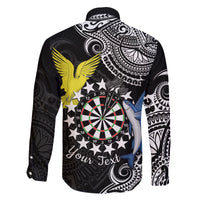 Personalised Cook Islands Darts Family Matching Off The Shoulder Long Sleeve Dress and Hawaiian Shirt Kuki Airani Tribal Pattern LT14 - Polynesian Pride