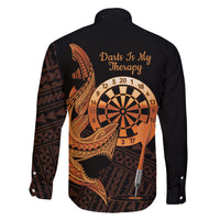 Aloha Hawaii Darts Family Matching Summer Maxi Dress and Hawaiian Shirt Dart Board With Polynesian Shark - Gold LT14 - Polynesian Pride