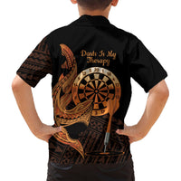 Aloha Hawaii Darts Hawaiian Shirt Dart Board With Polynesian Shark - Gold